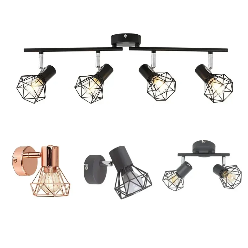 Imagem -06 - Modern Art Decor Wall Spotlights Track Rail Lâmpada Luminárias para Sala de Estar Preto Rosa Dourado Ferro E27