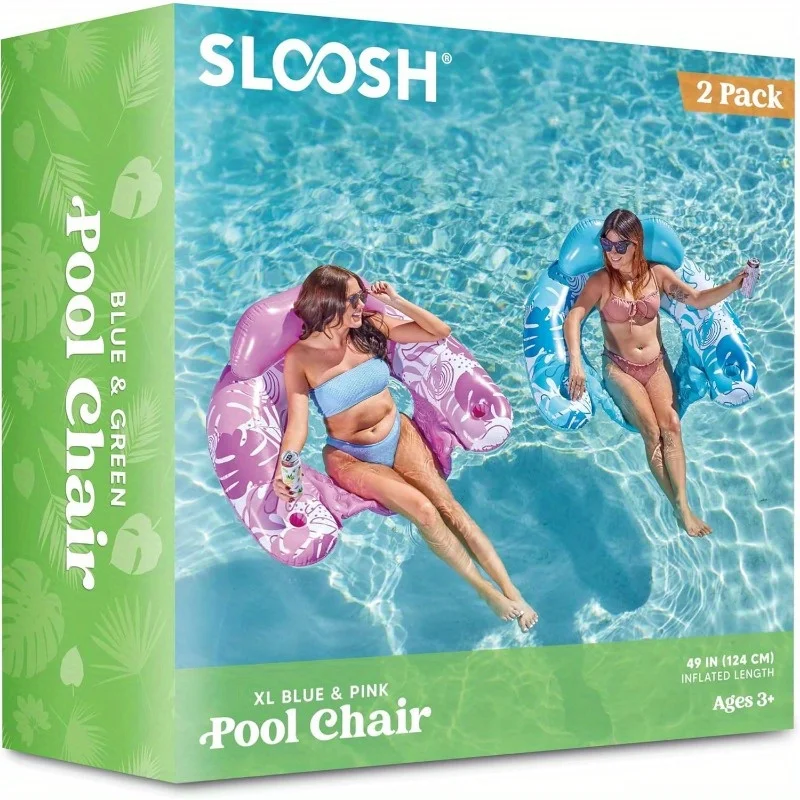 JOYFY 2 szt. Krzesła do basenu, dmuchane materace do pływania, krzesła-hamaki, pływaki do zabawy w wodzie na letnie imprezy kąpielowe