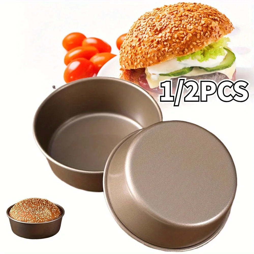 

1/2 Hamburger Molds Reusable Mini Cake Tins Nonstick Cheese Cupcakes Baking Tools Home Oven Baking Bread Kitchen Supplies