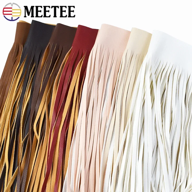 1Pc Meetee 66*50/70cm Leather Suede Fringe Tassel Lace Trim Colored Long Fringes Ribbon Clothing Dress Jacket Sewing Accessories