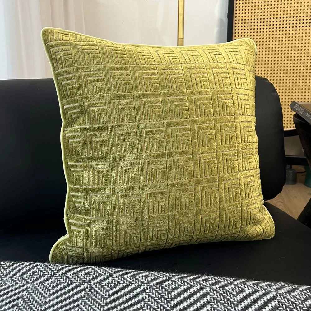 Luxury Velvet Pillow Case Grass Green Geometric Cut-pile Sofa Cushion Cover High Quality Pillow Covers for Home 45x45cm