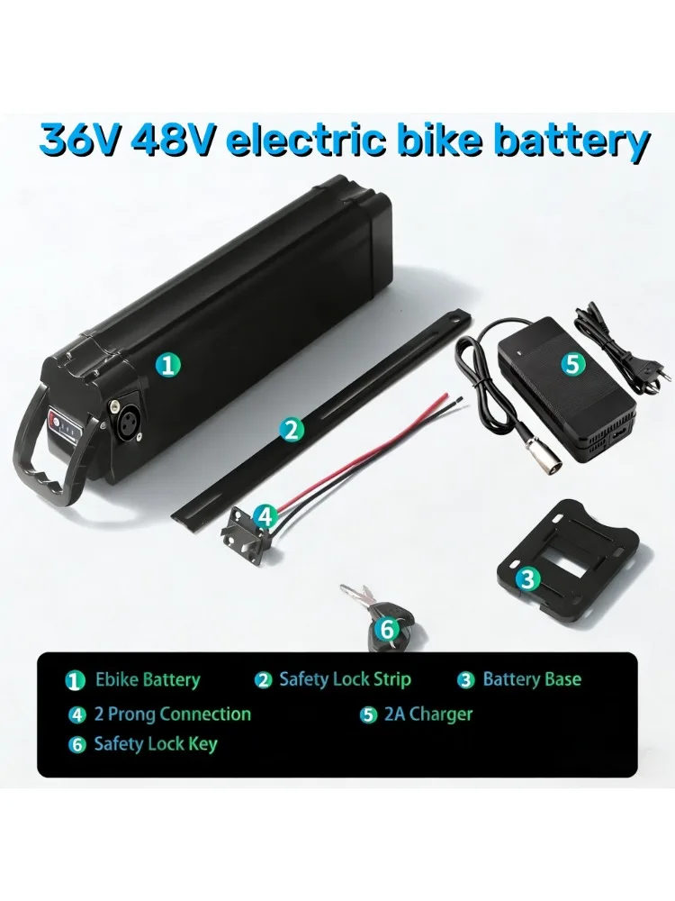 48V 36V 20Ah 17Ah 15Ah 13Ah 11Ah Ingebouwde BMS Silverfish-batterij voor 250W-1000W vouwfiets Bafang-motor met 2A-oplader. - afbeelding 2