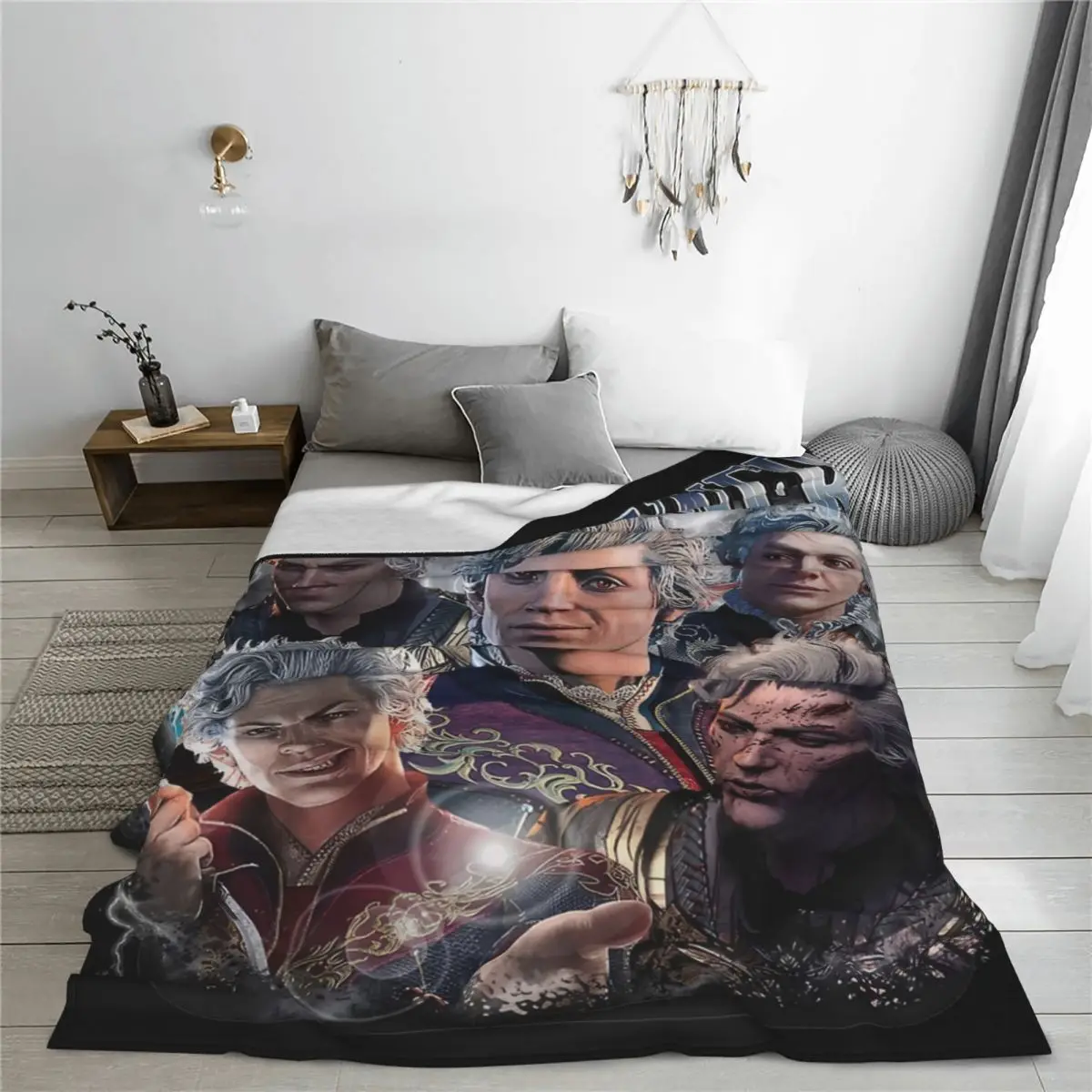 Astarion BG3 Girl Dinner Blankets Fleece Textile Decor Portable Warm Throw Blanket for Bedding Bedroom Bedspread