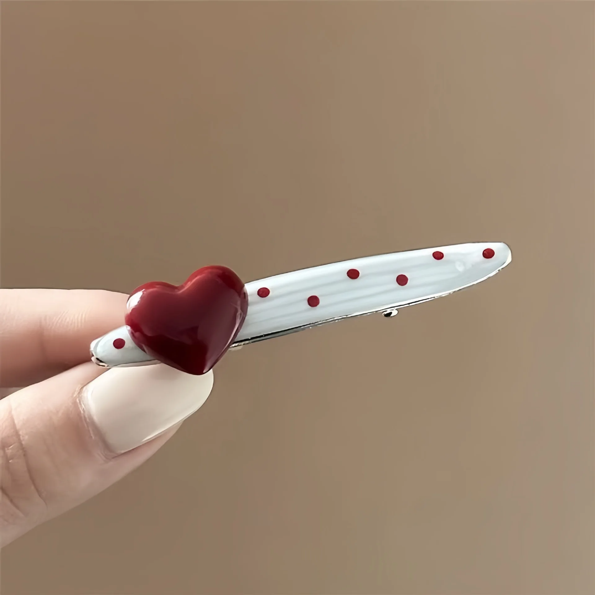 

New Korean Ankra Red Hearted Cherry Polka Hair Clip with Sweet and Cute Side Hairbands and Hair Accessories for Women Girls 핀