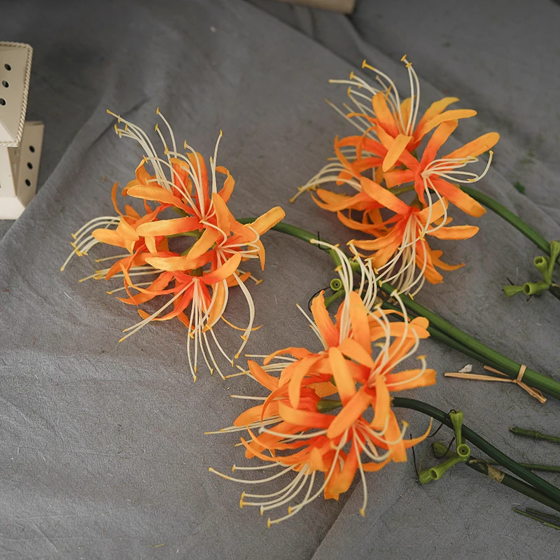 الاصطناعي الأحمر العنكبوت زنبق زهور الحرير مع الجذع الطويل ديكور للطاولات باراميتا ليكوريس رادياتا ماندالا Manjusaka زهور الحرير #5