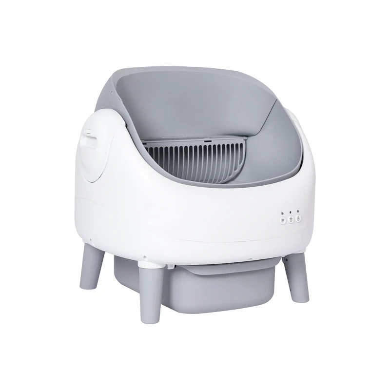 Open Top Smart App-Controlled ABS Plastic Pet Toilet Self Cleaning Cat Litter Box Odor Control Easy Clean 65L Large Capacity