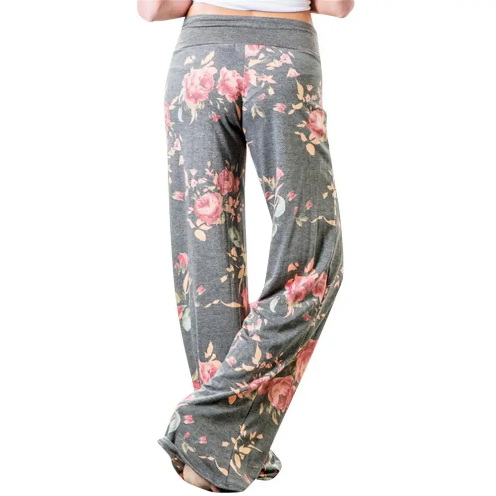 Pantalones de Yoga de pierna ancha estampados, cuatro colores, S3XL, ular S, corte holgado, tela de poliéster, pantalones informales de mediana edad para mujer