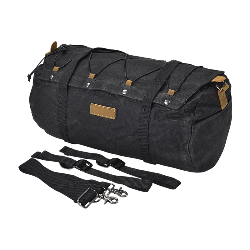 NONE Canvas Cowhide Leather Motorcycle Tool Bag Brown 5
