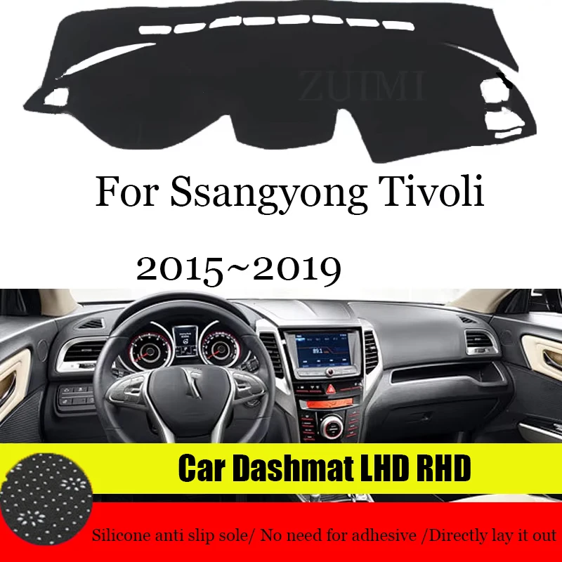 

ZUIMI чехол для приборной панели, коврик для приборной панели, коврик для Ssangyong Tivoli 2015 ~ 2019 с левым рулем и RHD, чехол для приборной панели, козырек от солнца