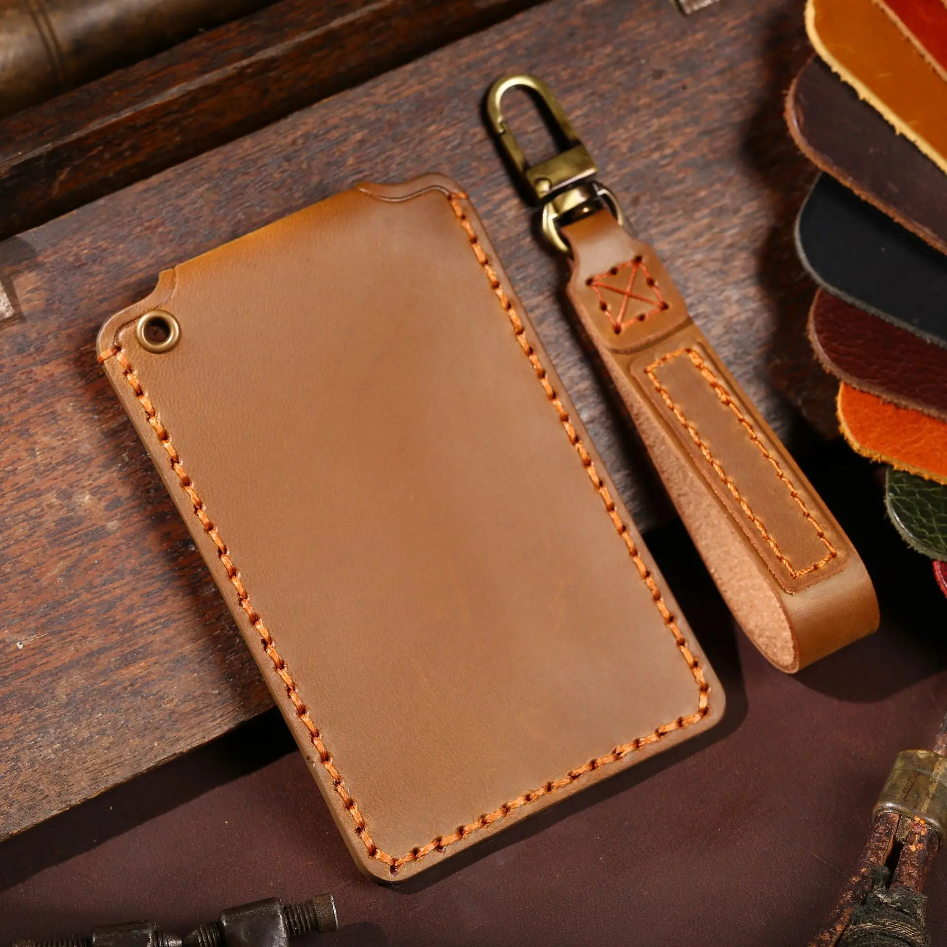 

Leather Car NFC Digital Card Key Case Remote Cover Shell Holder Protector Fob Chain For New Tesla Model 3 Model Y Accessories