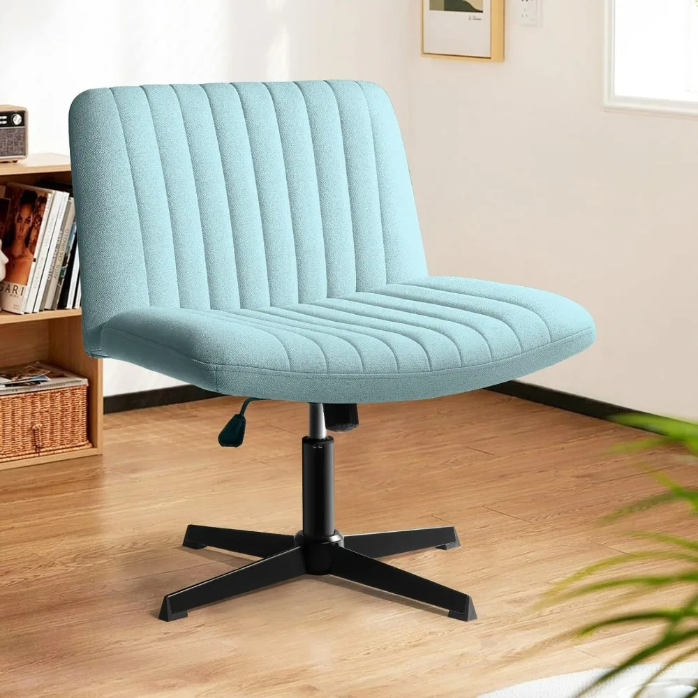 Fabric Padded Desk Chair No Wheels, Armless Wide Swivel Home Office Desk Chair,120°Rocking Mid Back Ergonomic Computer