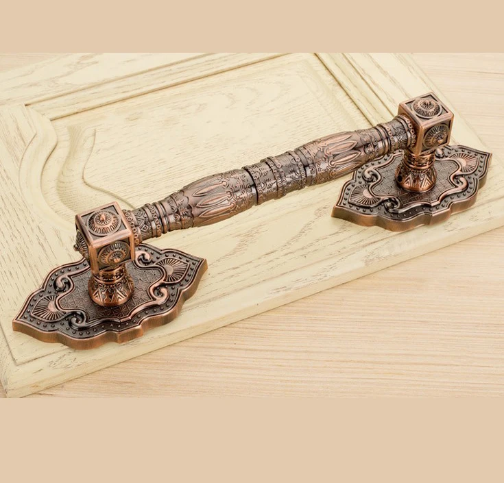 

Классическая бронзовая дверная ручка для ворот виллы, архаичные уличные деревянные двери, раздвижные стеклянные дверные ручки, мебельные стальные дверные ручки