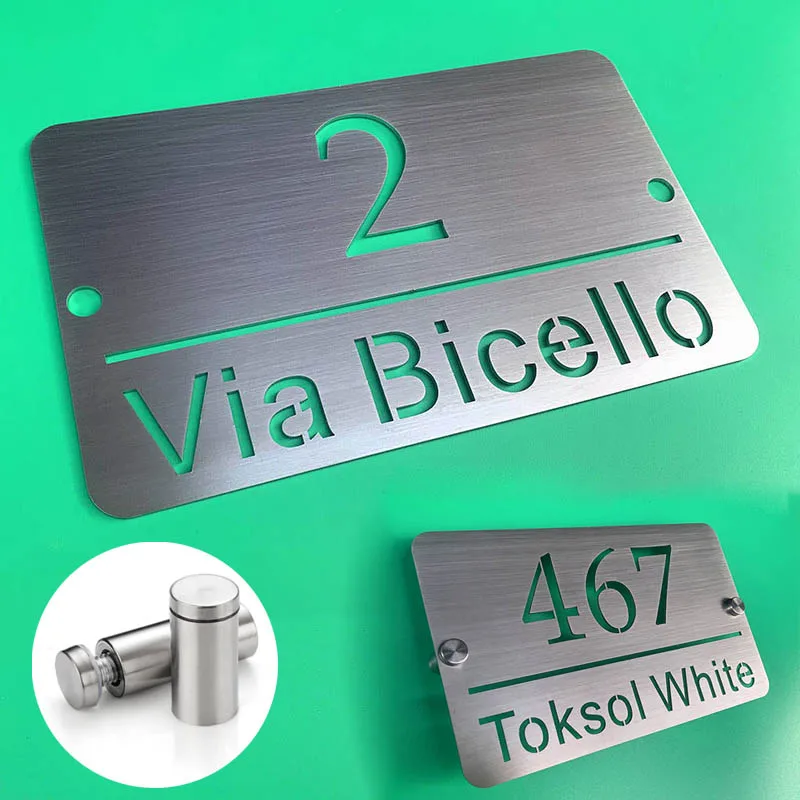 

20cm/30cm Stainless Steel Door Plates Hollow House Numbers Custom Signs Outdoor Floating Street Road Garden Metal Address Boards