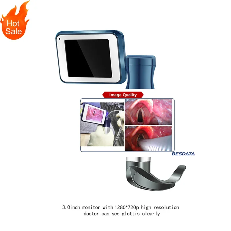 Besdata 3'' High Resolution Portable Anesthesia Tracheal Laryngoscopy Video Intubation kit Laryngoscope Set with Camera