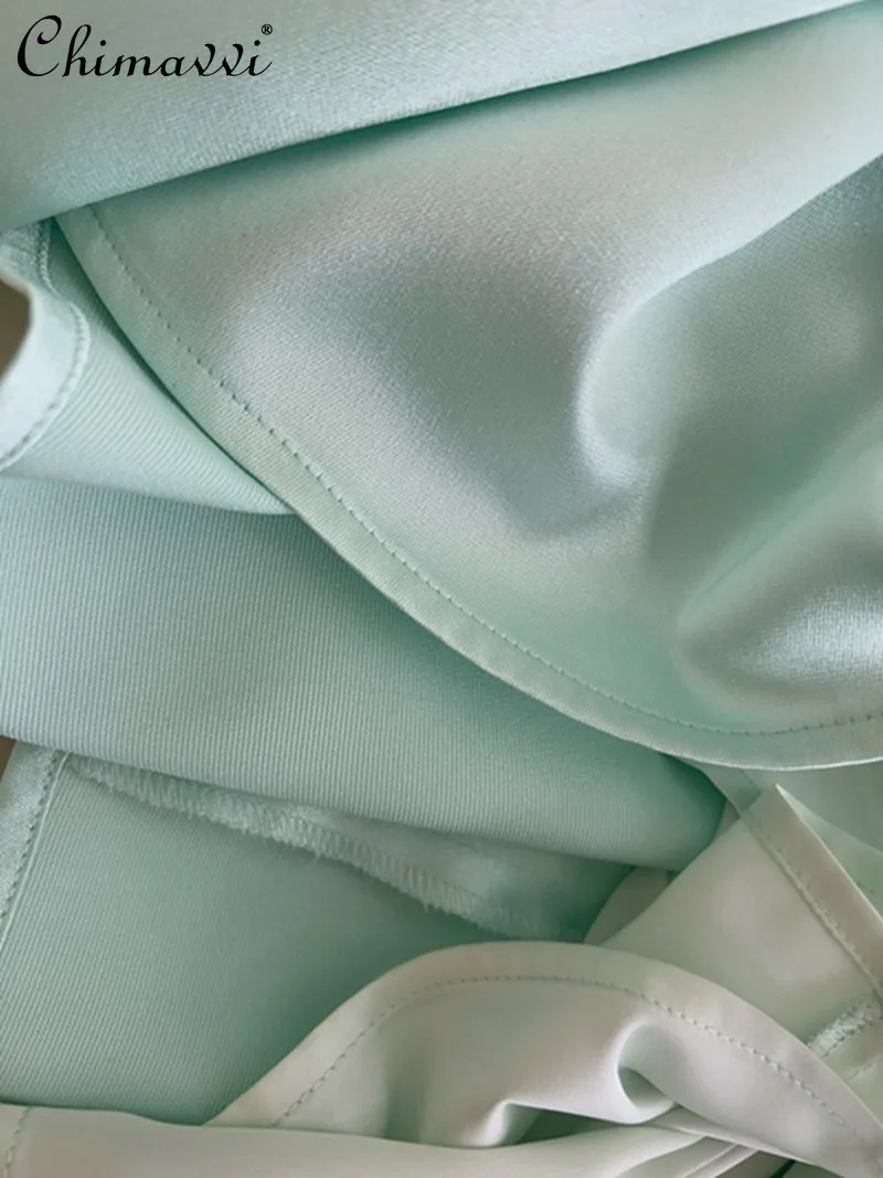 2026 lente en zomer nieuwe high-end vierkante hals strik taille satijnen jurk damesmode stropdas elegante lange feestjurk jurken