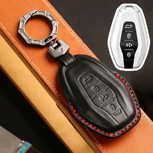 

1pc Handmade Leather Car Remote Key Case Cover For Chery Jetour X70 X90 X95 Plus Shell Auto Protector Keychain Accessories