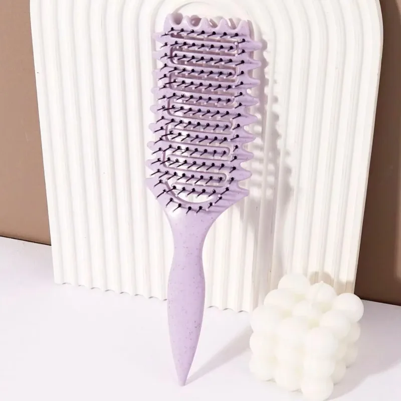 Curling Styling Brush with Hollow Massage Comb Nylon Bristles And Comfortable ABS Plastic Handle for Real Hair And Wigs