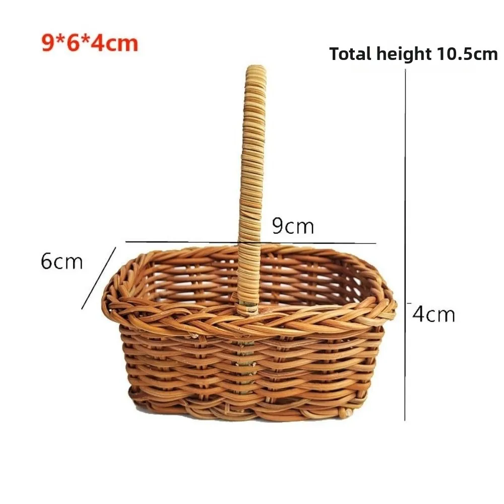 with Handle Imitation Rattan Handhold Handwoven Household Braid Storage Baskets 5 Styles Vegetable Fruit Flowers Holder