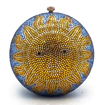 水晶月亮星星晚餐手拿包 天藍色水鑽手拿包 奢華滿鑽手提包 婚禮派對皮夾 6 最佳銷售 藍色手拿包 - №1