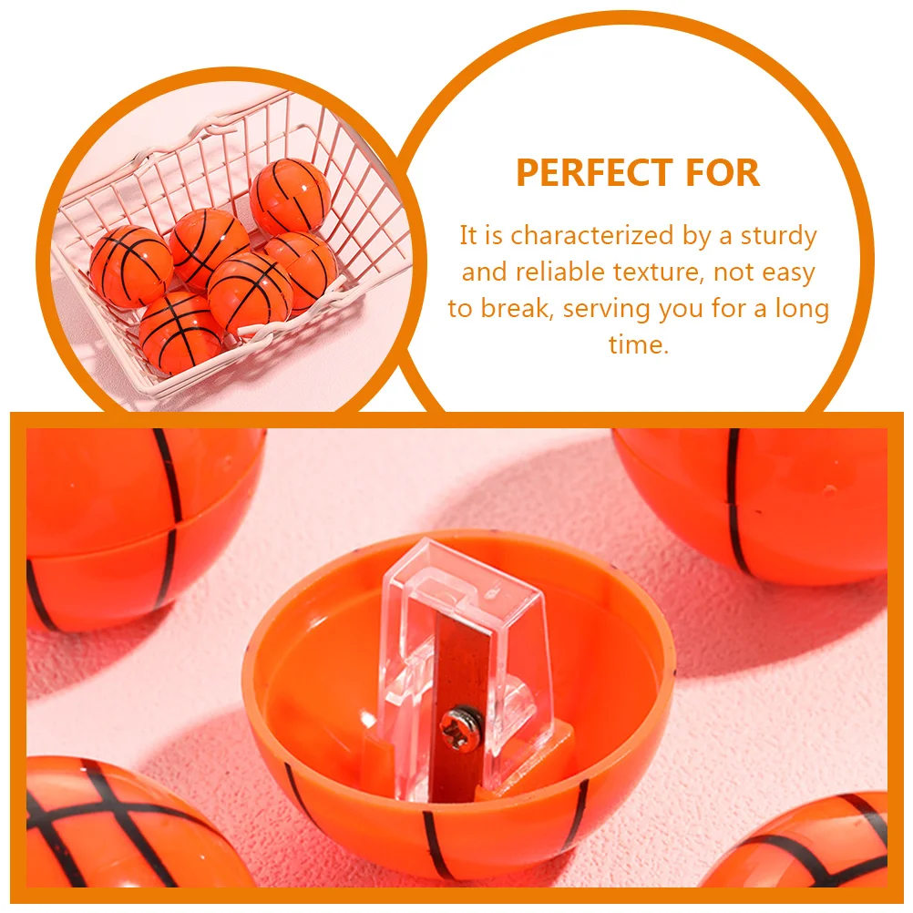 

15PCS Basketball Shaped Pencil Sharpeners ange Color Portable Manual Students School Supplies Gifts Plastic Sturdy Kids Prize