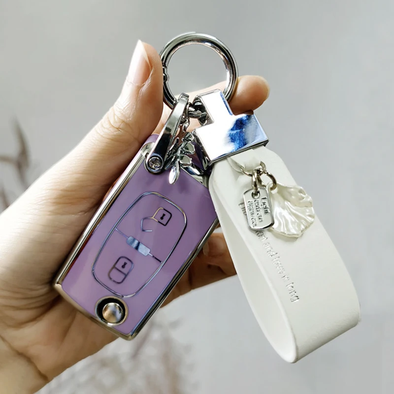 TPU Car Key Remote 2 3 Buttons Flip Key Shell Case For Peugeot 308 207 307 3008 5008 807 For Citroen C2 C3 C4 C5 C6 C8 Keychain