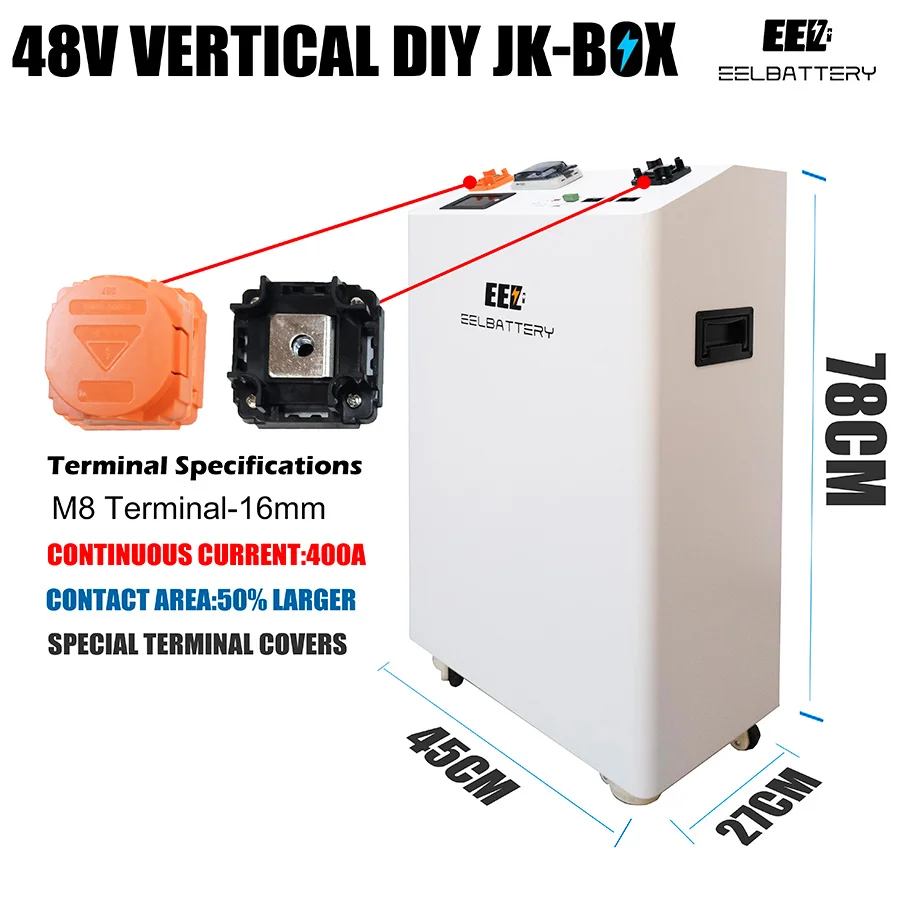 LiFePO4 Battery Case, 48V 16S 280Ah 306Ah Iron Enclosure, Vertical Battery Box, JK Inverter BMS DIY Kits, Solar Energy Storage view 2