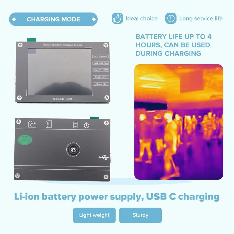 [NEW!A93G】 1 PCS Thermal Imager, 2.8Inch Thermal Imager Infrared Camera, ‑40℃ To +300℃ Built In SPI Flash Chip USB C Charging