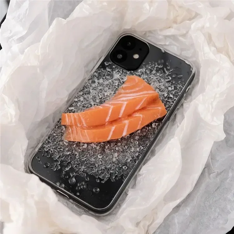 

Original design 3D Sashimi Salmon iPhone 11/14 phone case 2023 Funny 13/12 promax/xr Phone Case