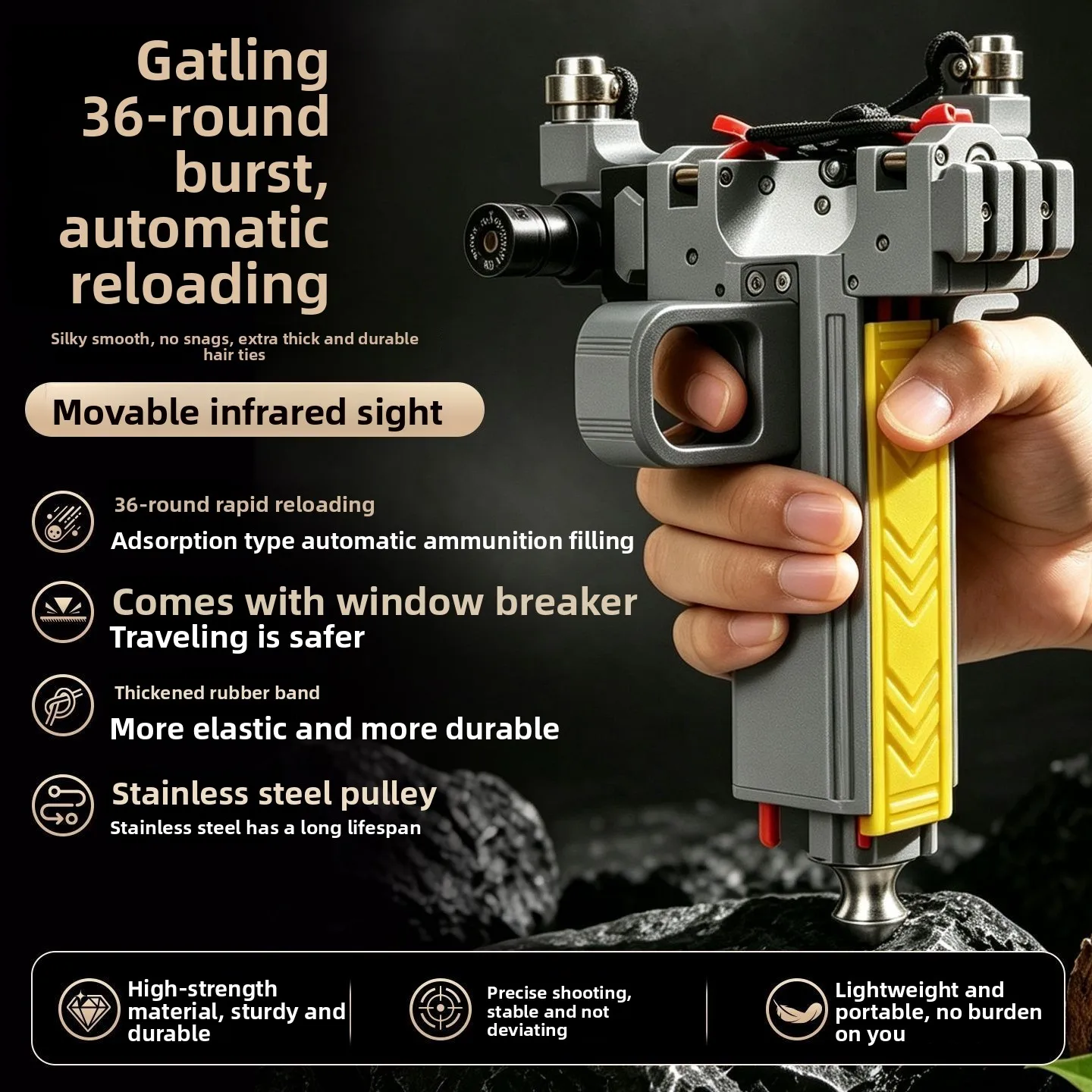 36 Bead Automatic Loading Slingshot Adult Shooting Competition Actual Combat Precise Power Magnetic Suction Bands Outdoor Aiming view 2