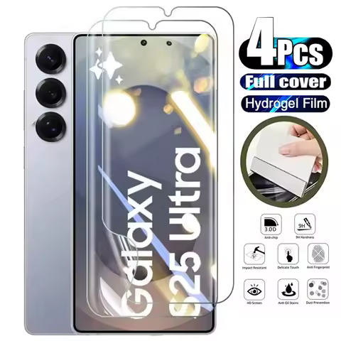 4PCS Hydrogel Film for Samsung Galaxy S25 S24 S23 S22 S21 S20 FE Ultra S10 Plus Screen Protectors on Galaxy S25 Edge Not Glass
