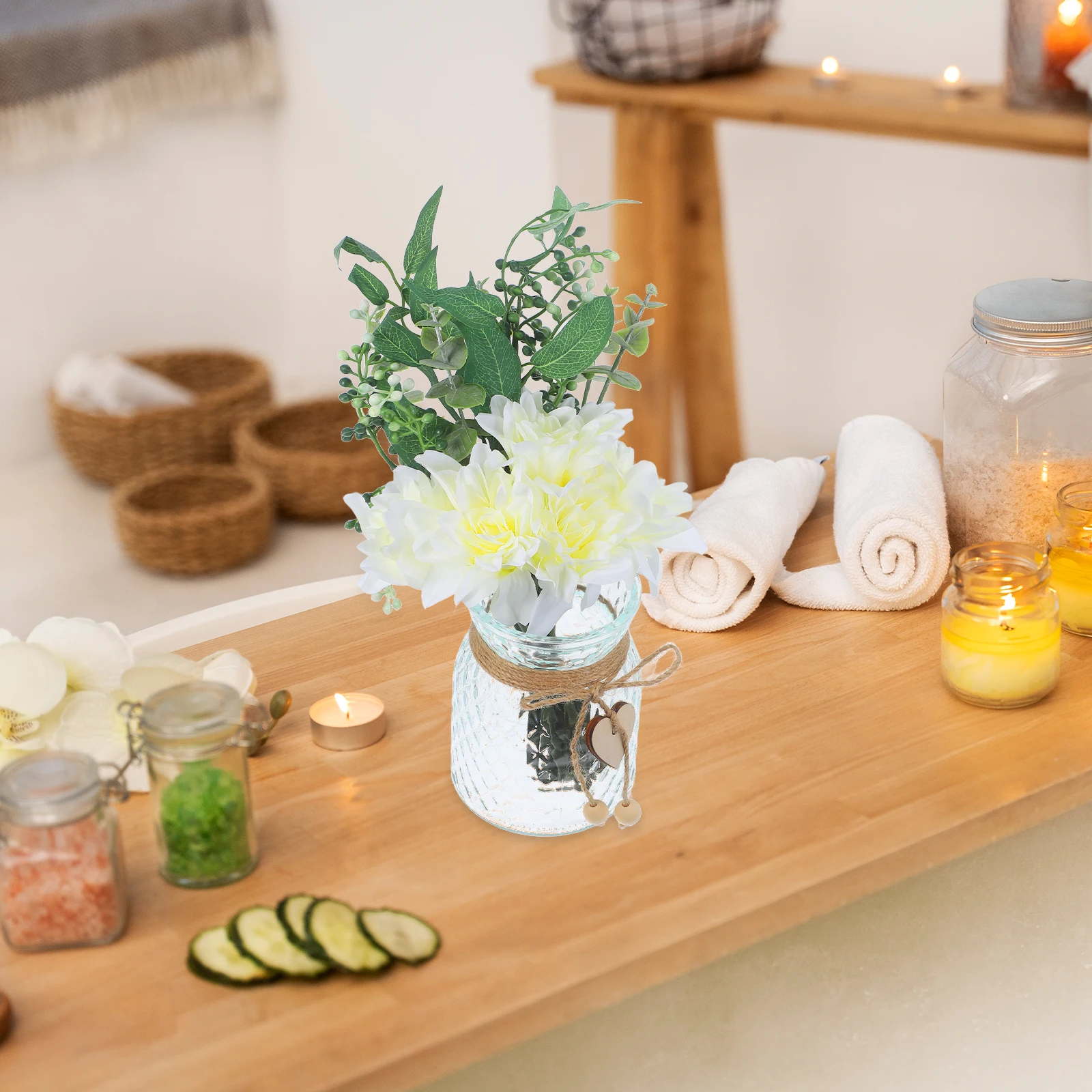 

1Set Artificial Flower Vase Decoration Realistic Bouquet Home Wedding Party Simulated Flower Arrangement Decorative Fake