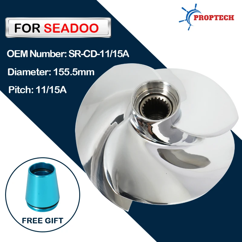 For Seadoo 155.5mm Jet Ski Impeller GTI SE 130 170 GTX WAKE 170 FISH PRO 130 170 3 Blades Replaced Solas SR-CD-11/15A Watercraft