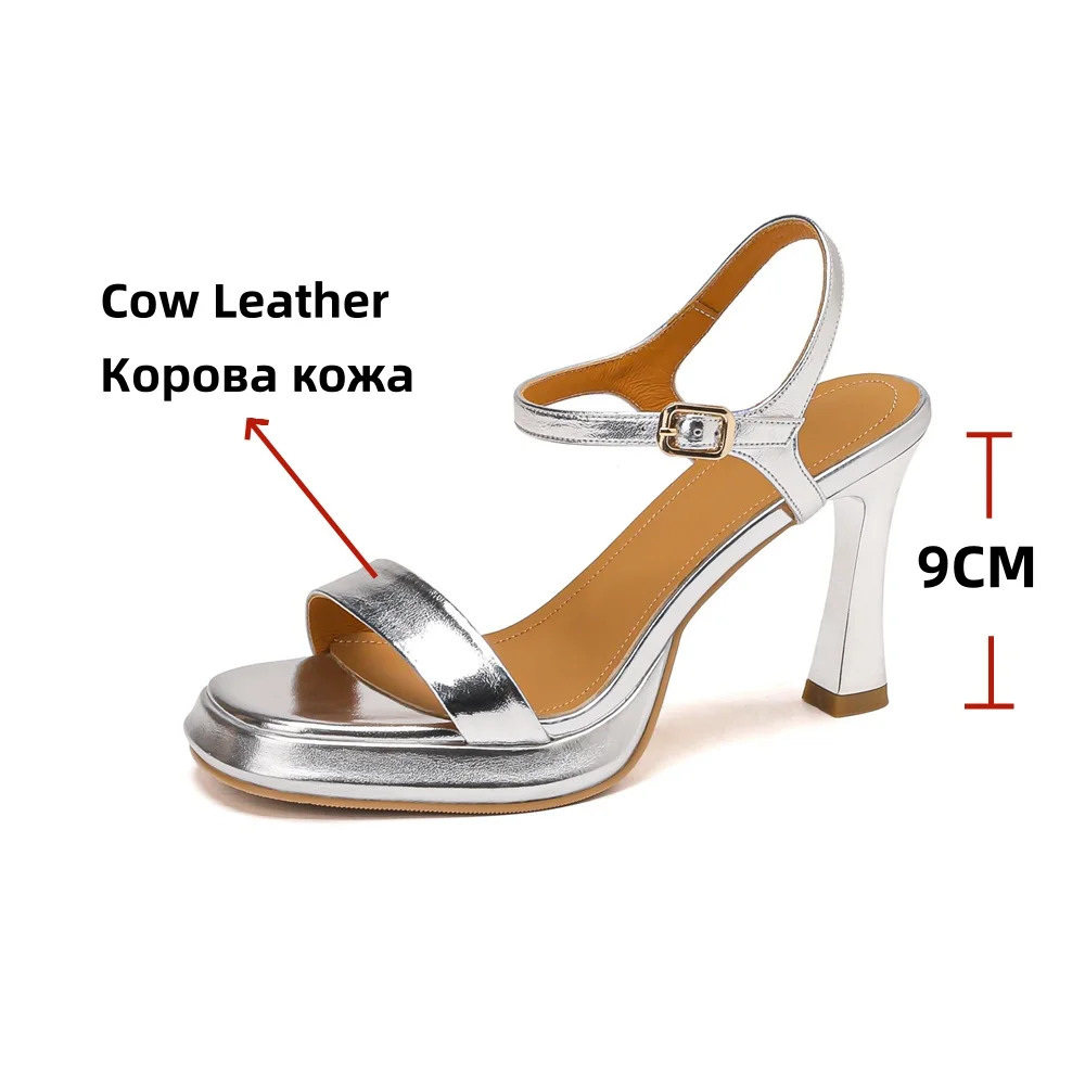 FEDONAS Gold Silver Women Genuine Leather Shoes Women High Heels Platforms Party Wedding Shoes Woman Ankle Strap Prom Pumps