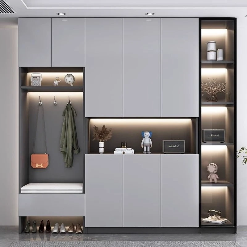 

New entrance cabinet, home shoe cabinet, integrated partition high cabinet, home door against the wall with shoe change stool