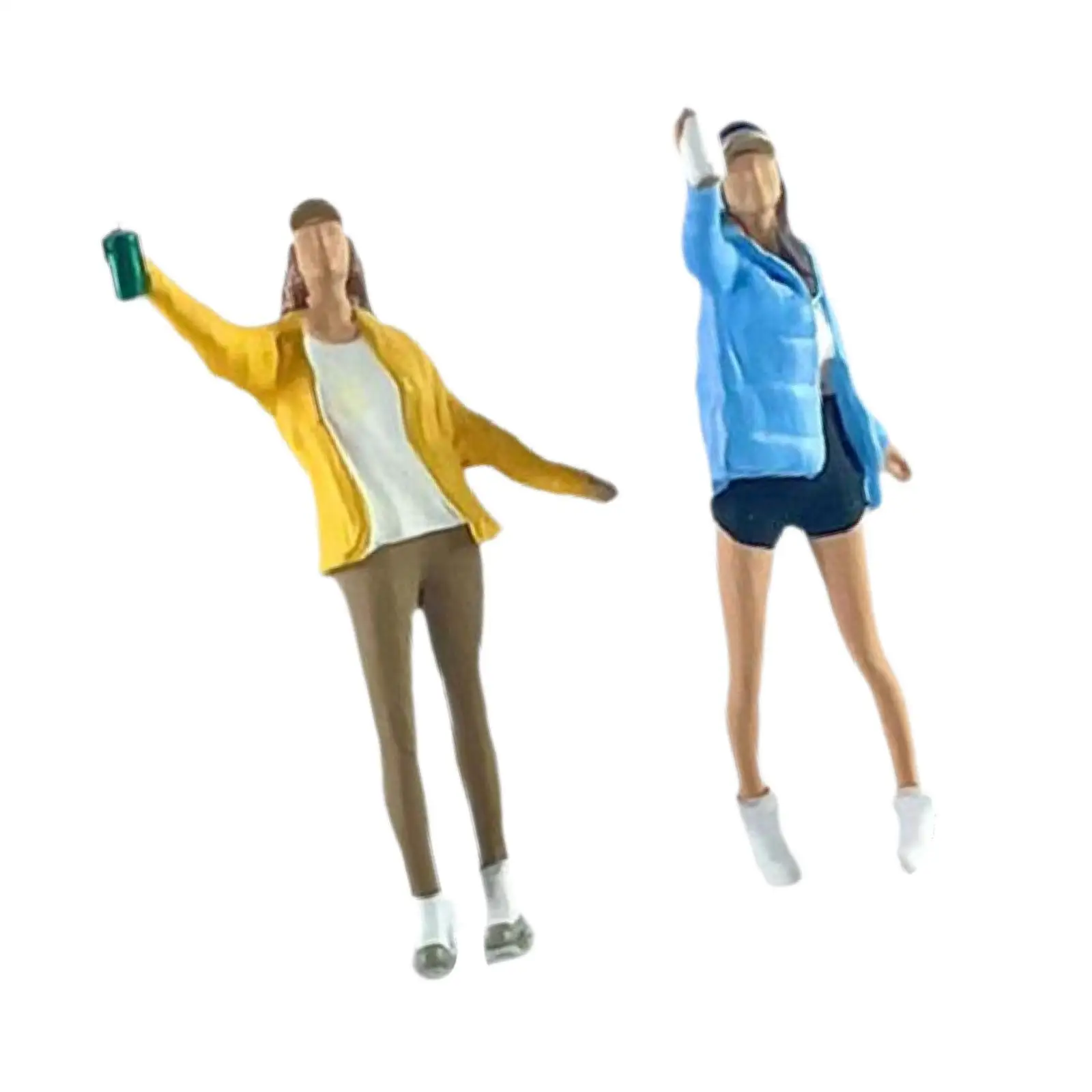 Figurines artistiques pour femmes, 2 pièces, artisanat de bricolage, accessoire de photographie en résine, 1/64