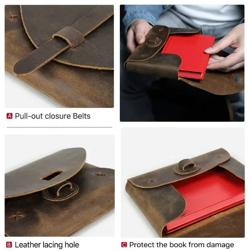 Étui de couverture de livre en cuir rétro personnalisé NuSO k, sac de transport, stockage de la Sainte Bible, sac à main de protection d\'étude, 100%