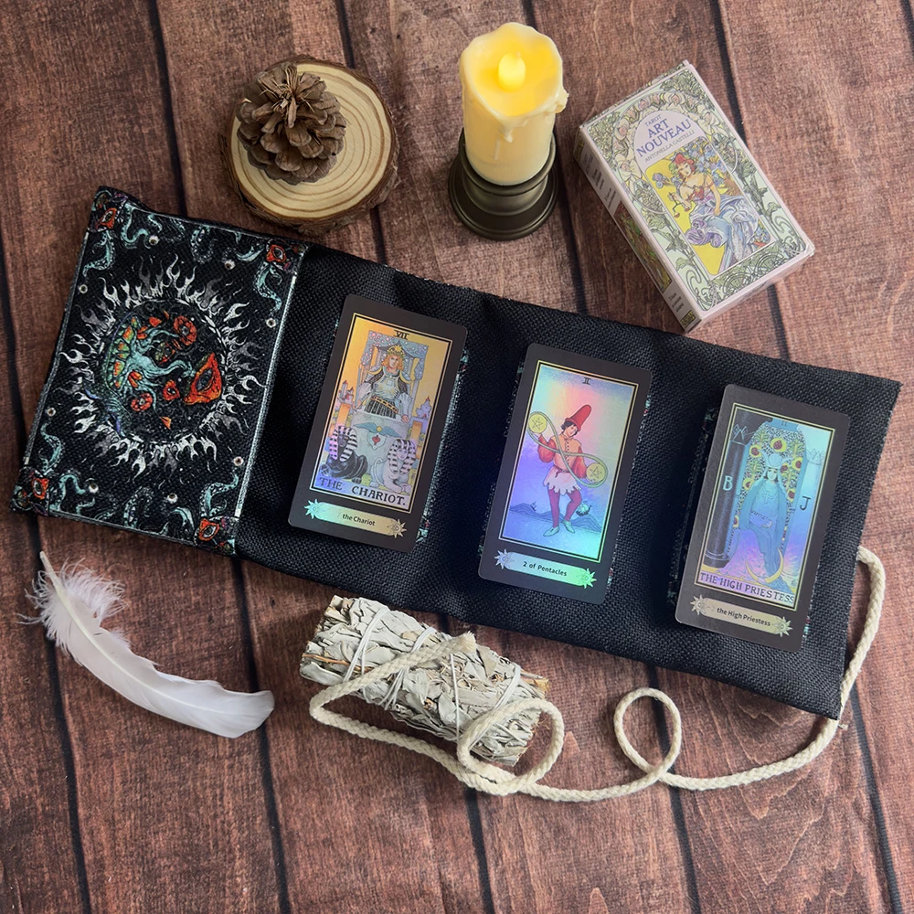 Geheimnisvolle Pilze Augen Tarot Aufbewahrungstasche mit Sonne Sternenhimmel Wickeltasche Tarot Tischdecke Wahrsagerei Tasche Aufbewahrungstasche Dekor