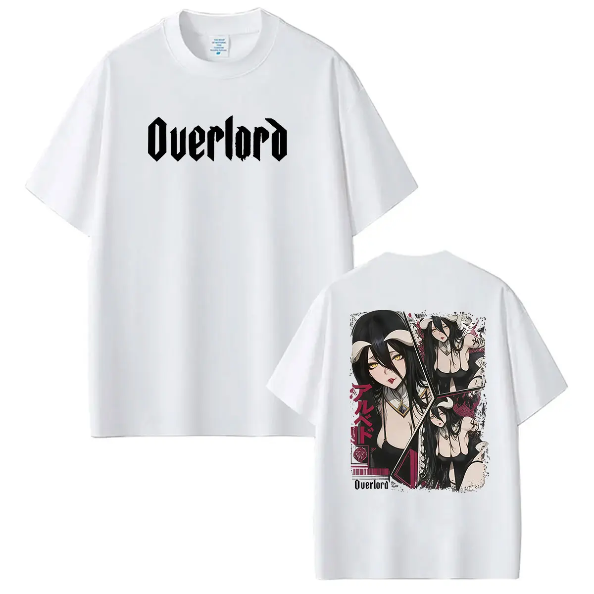 Anime Overlord Albedo Graphic T Shirt Men Women Vintage Fashion Short Sleeve T-shirts Casual 100% Cotton Tops T-shirt Streetwear