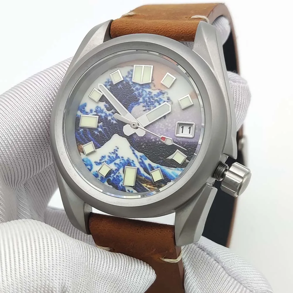 Reloj de hombre cepillado vintage de 40 mm con esfera totalmente luminosa por la noche con cristal de zafiro y movimiento NH35, reloj de pulsera para hombre