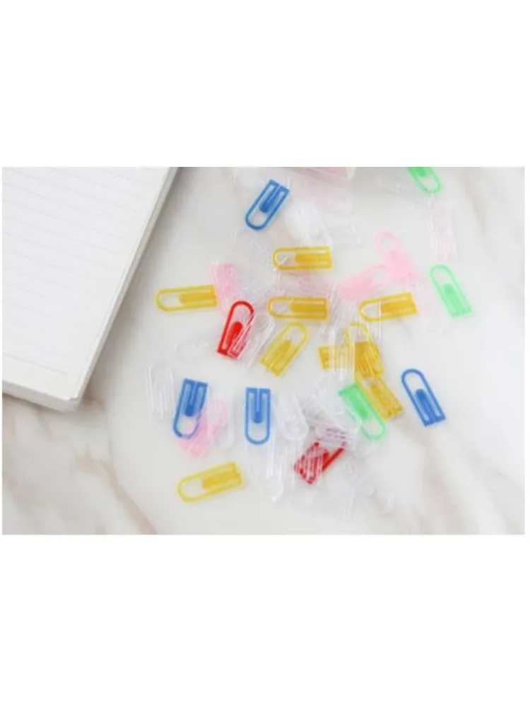 1Box ABS Colorful Mini Paper Clips Kawaii Stationery Candy Color Clear Binder Clips Photos Tickets Notes Letter Paper Clip