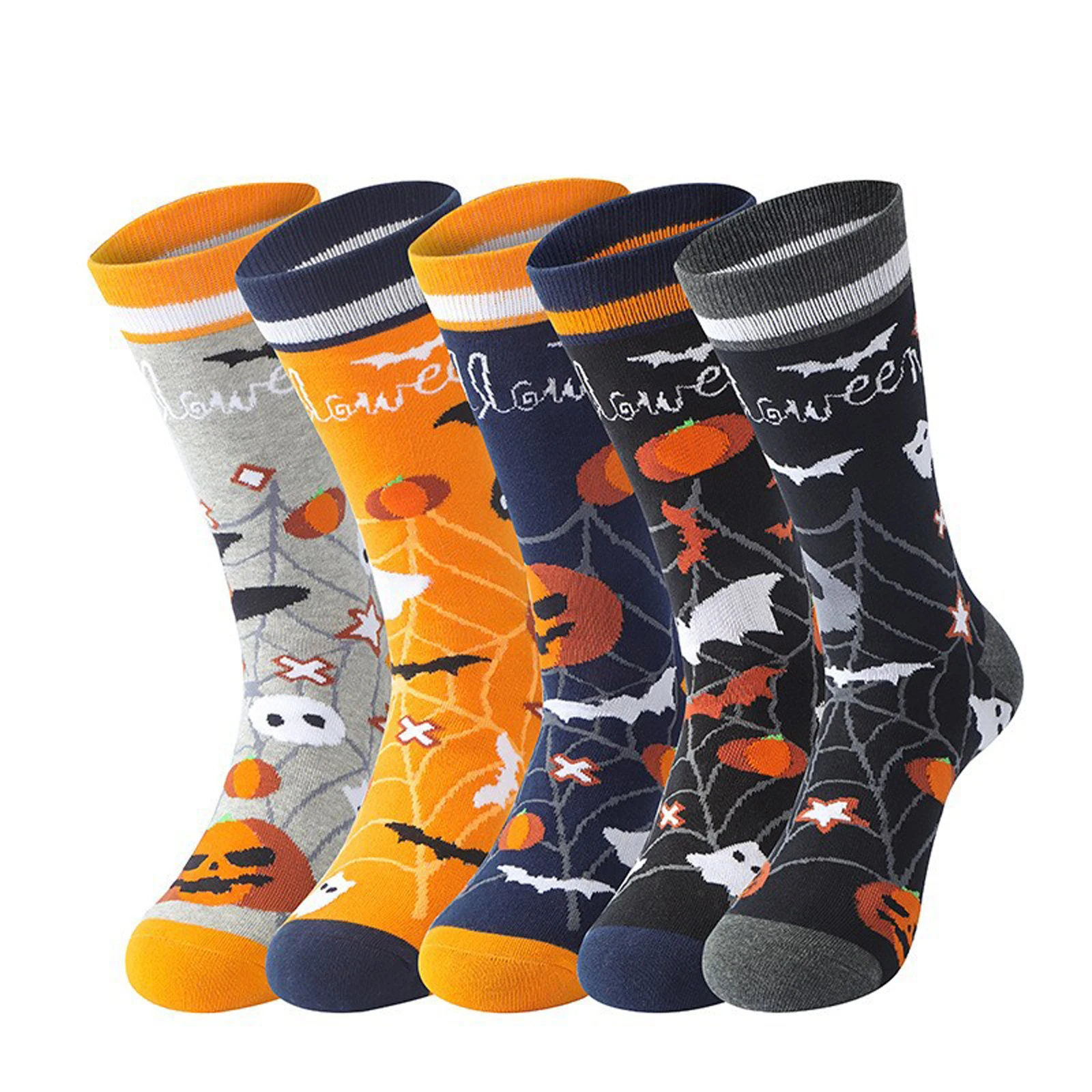 Calcetines góticos de Halloween a media pantorrilla para adultos: calcetines con estampado de fantasma de murciélago resistentes a los olores que absorben la humedad y calzado de diseño espeluznante