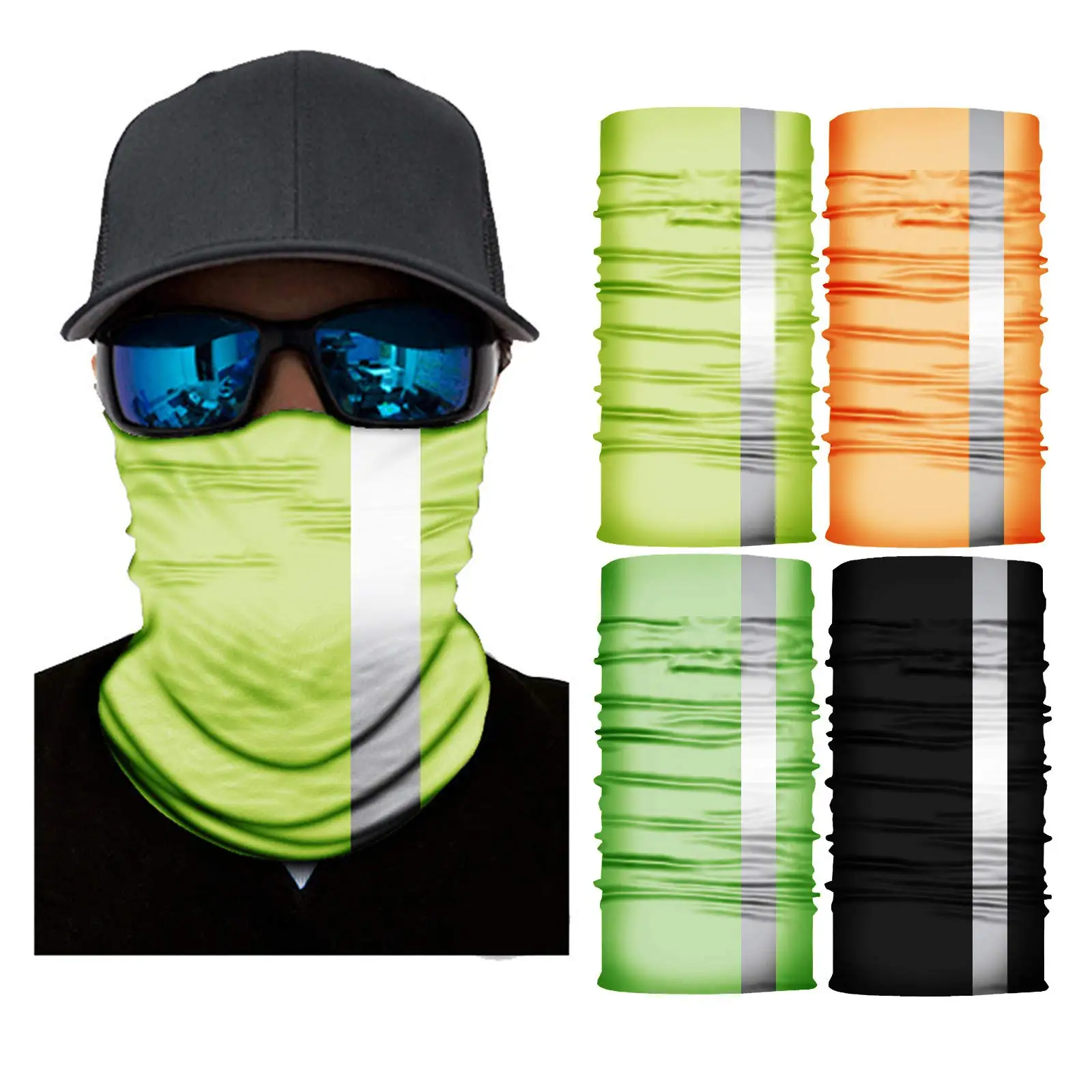 

Fluorescent Bandana Cycling Scarf Neck Gaiter Hiking Balaclava Magic Headscarf with Reflective Strip for Men and Women