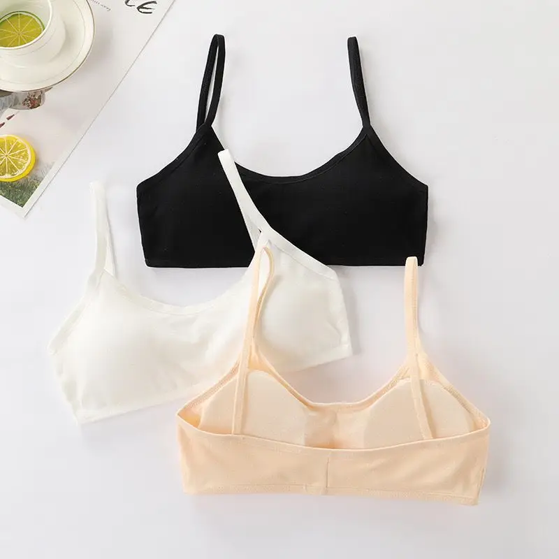 

1/3PC 8-14Years Young Girls Training Bra Thin Strap Sports Underwear for Teenage Puberty Cotton Child Bra