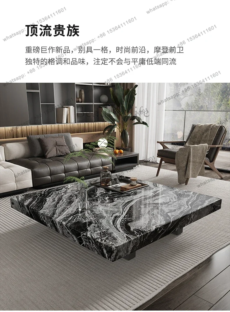 YJ Italian minimalist light luxury rock slab coffee table modern suspension advanced brown marble living room household