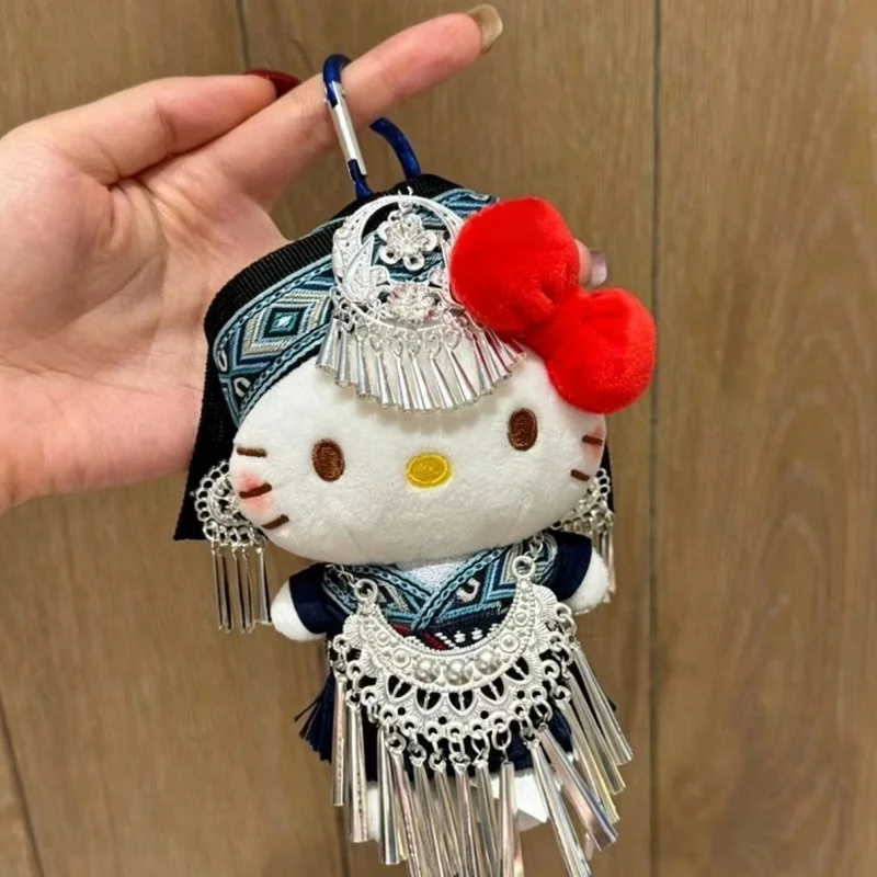 New Model Sanrio Miaojiang Hello Kitty Plush Keychain Handbag Hanging Ornaments Suitcase Zipper Decoration Friend Birthday Gift