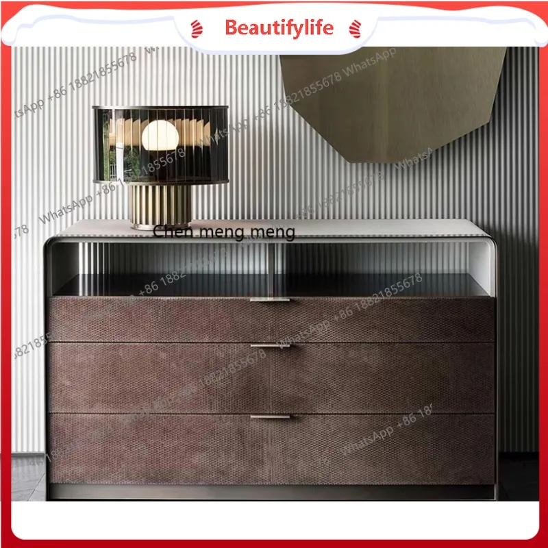 

Solid wood dining side cabinet Modern simple Italian entry porch cabinet Living room Minimalist dining room Storage H