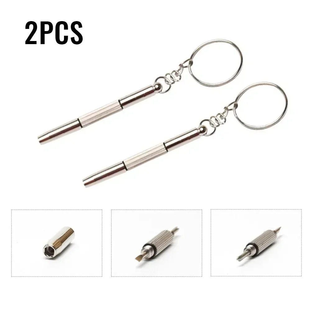 2pcs Mini 3-in-1 Screwdriver Set Slotted Phillipss-Repair Tool Keyring Keychain Herramientas Parafusadeira Destornillador