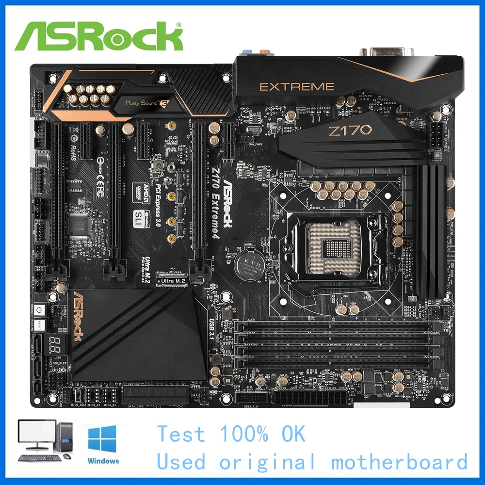 

For ASRock Z170 Extreme 4 Computer Motherboard LGA 1151 DDR4 Z170 Desktop Mainboard Used Core i5 6600K i7 6700K Cpus