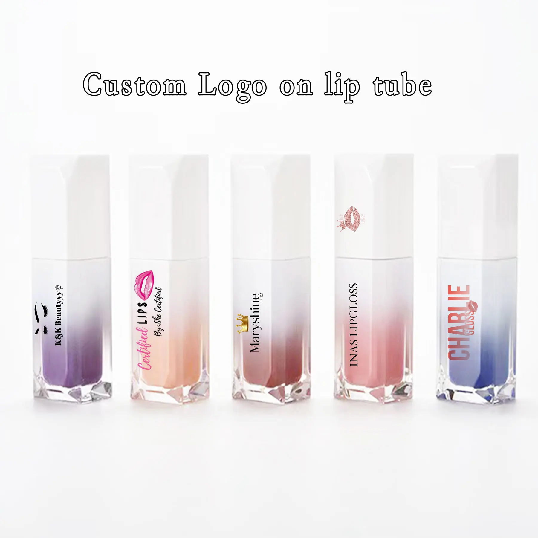 

Wholesale Gradient Lipgloss Tubes 5ml Empty Printed Custom Logo Refillable Lip Gloss Tubes Ombre Bottles Makeup Container