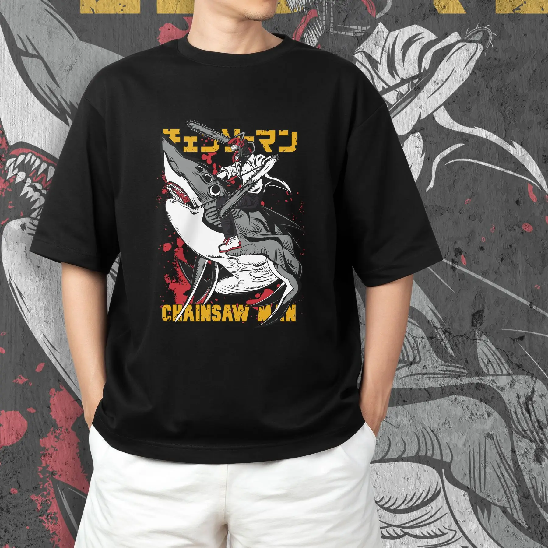 T-shirt with print Chainsaw Man - Bim Demon Shark